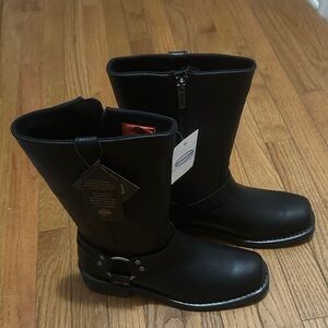 Men’s Harley Davidson Engineer Black Leather Boots with Harness Detail Size 9 M